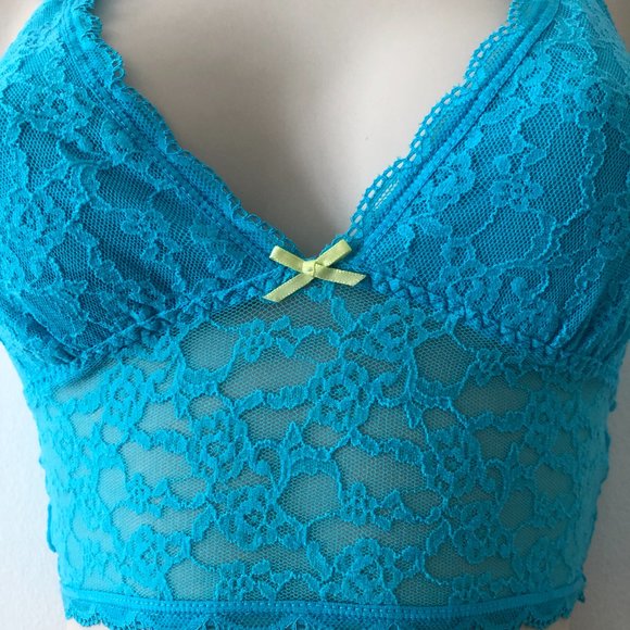 NWOT Victoria's Secret Long Line Lace Bralette in Aqua Blue Size S - Picture 4 of 8